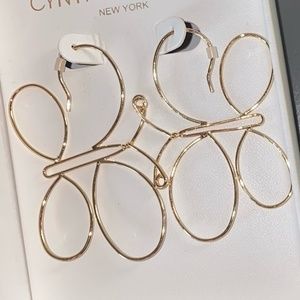 NWT Cynthia Rowley Butterfly Shaped Wire Hoop Earrings